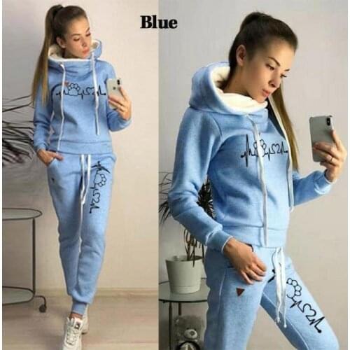 Plus Velvet Women Jogging Suit Womens Tracksuits Hoodies+Pants Set Women Sports Sets 2 Pieces Matching Tracksuits for Running