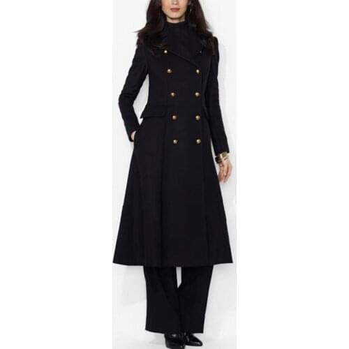 Savabien Winter Women Elegant Long Black Wool Coat Double Breasted Blazer Mujer Slim Overcoat Black Female Woolen Outerwear