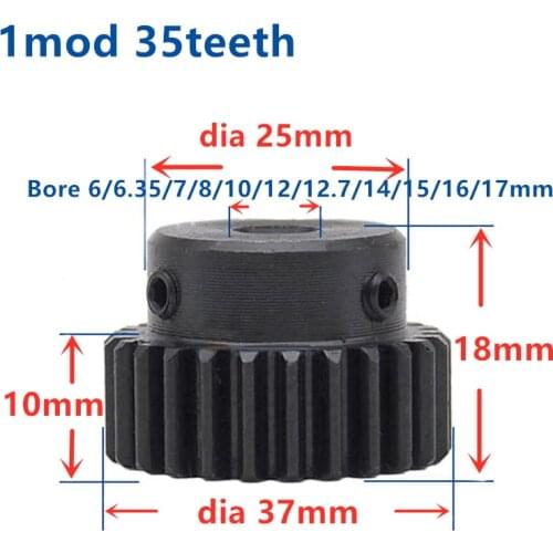 1pc Spur Gear pinion 1module 35teeth Bore 6mm-17mm Straight Teeth Metal gear steel gear CNC gear transmission