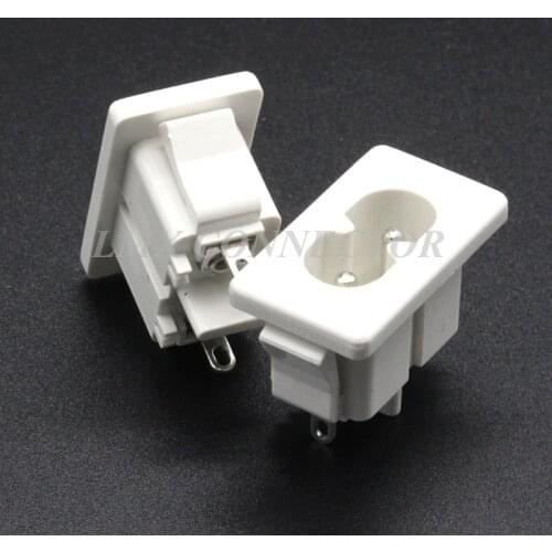 10PCS IEC320 C8 white Male Plug Power socket 2P Connector copper Switch AC-027