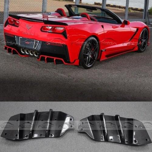 2PCS Car Styling Carbon Fiber Rear Lip Diffuser Bumper Splitter for Chevrolet Corvette C7