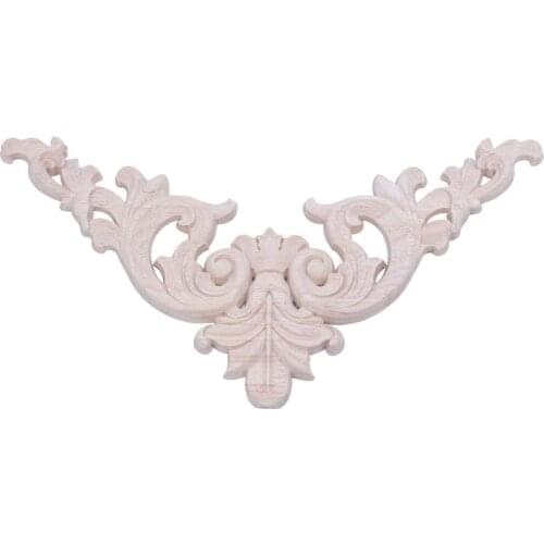 20*20cm Rubber Wood Oak Carved Corner Onlay Applique Cabinet Unpainted