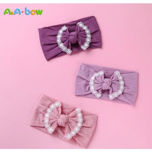 2019 Hot 1PC Fashion Baby Girls Headband Kids Bunny Rabbit Ear Bowknot Turban Nylon Headband Elastic Hair Band Headwrap Headwear