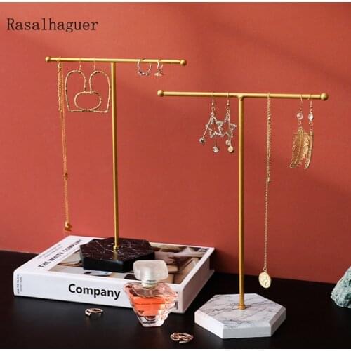 2021 Wooden Bottom Jewelry Stand Gold T-shaped Earrings Ring Necklace Watch Jewelry Shelf Counter Pendant Jewelry Display Stand