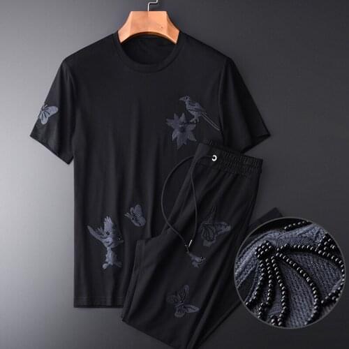 21C Summer Men Sets (t-shirt+pants) Luxury Embroidered Short Sleeve Mens Sets Plus Size 4xl Casual Sport Summer Man Sets