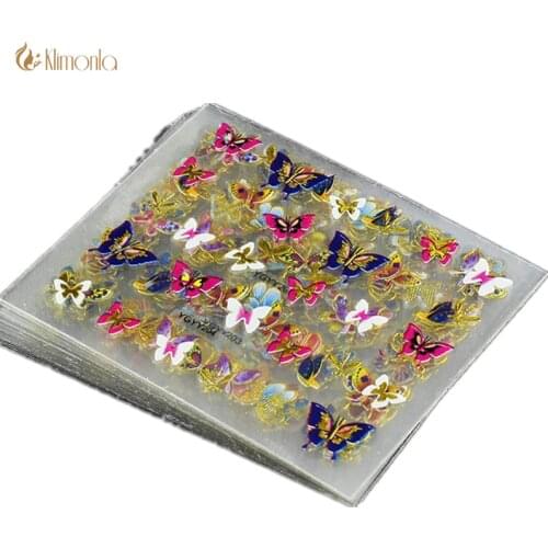 24Pcs/ Sheet Tree leaf Butterfly Animal Pattern Stamping 3D Nail Sticker Charms Bronzing Nail Art Decal Decals Manicure Tools