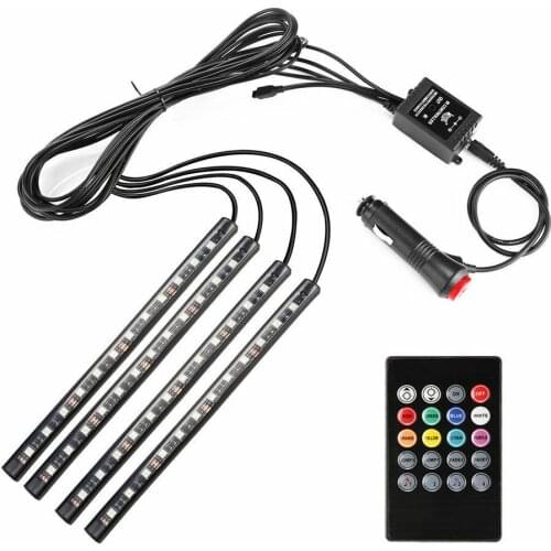 4 In 1 Car Inside Atmosphere Lamp 48 Led Interior Decoration Lighting Rgb 16-color Led Wireless Remote Control 5050 Chip 12v Cha