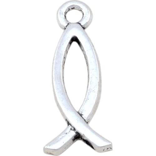 Hot ! 50pcs zinc alloy Jesus Fish Ichthys Christian charm Pendants 8.5 x 21mm DIY Jewelry A-104