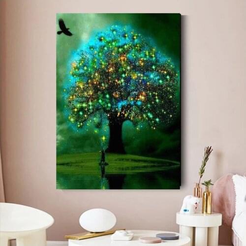 5D Diamond Painting Fluorescence Fantasy Tree Diy Full Drill Square Diamond Embroidery Mosaic Art Rhinestone LandscapeZP-3190