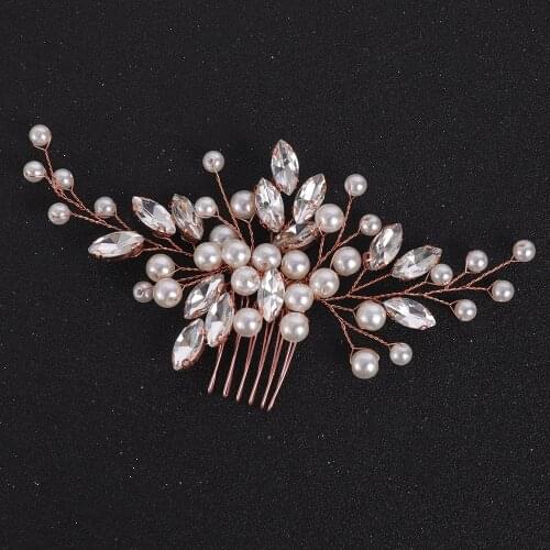 Trendy Rose gold Hair Accessories Pearl Chic Elegant Women Headpieces For Wedding Headdress Bridal Hair Ornaments Party Gift