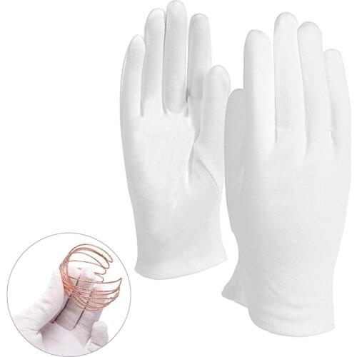 4Pairs White Cotton Gloves Soft Thin Coin Jewelry Inspection Work Gloves