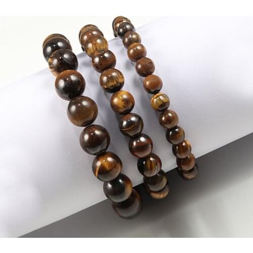 Natural Picture Stone Bracelets Men 6mm 8mm 10mm Tiger Eye Round Beads Bracelet For Women Gift Yoga Fitness Meditation Jewelry