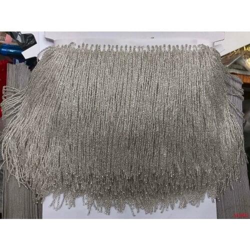 Ivory white crystal Handmade 15cm wide beaded fringe trimming,5yard, about 270 beads threads/yard SGTM15