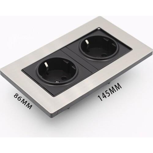 EU Double Power Socket Schuko, Schuko Power Panel, 16A EU Standard Wall Outlet