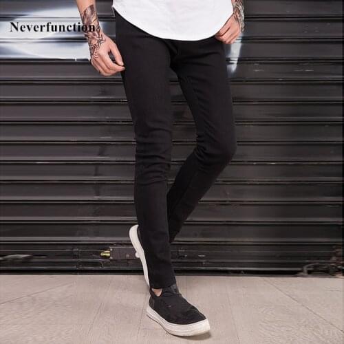 Men skinny black hip hop swag jeans Mens high quality classic Solid color Elastic Slim Cotton Homme Jogger Denim trousers