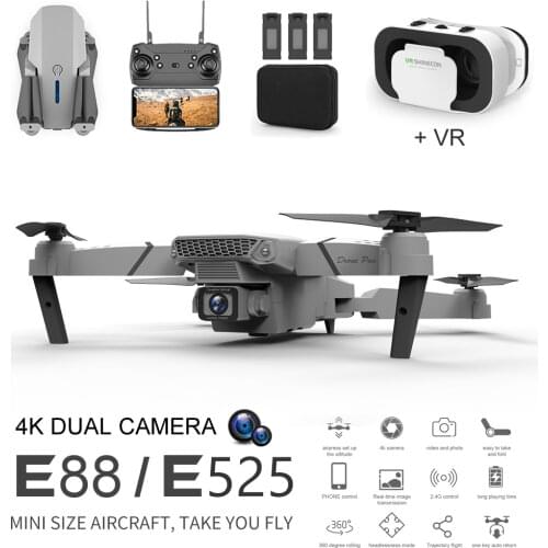 E525 Foldable Remote Control Helicopter Toy E88 Black Professional Drone Aerial Photography RC Mini UAV 4K HD Camera FPV WIFI
