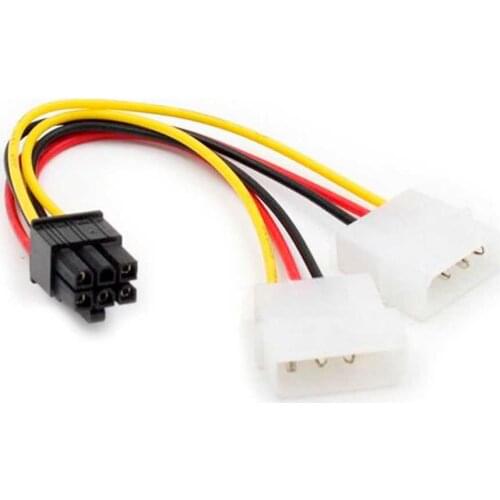OcioDual power Cable PCI Express graphics Card 6 Pin female to 2x Molex LP4 de (PCIe) graphic to Pin Card