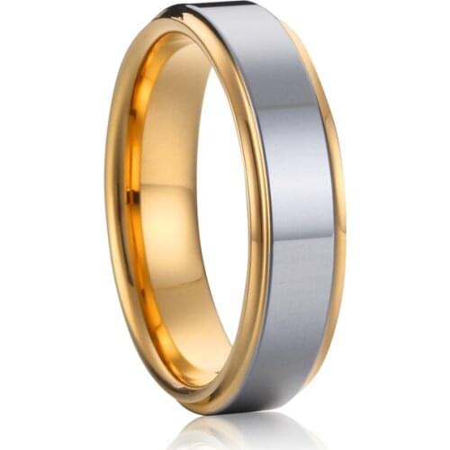 Classic Alliances wedding band pure tungsten ring for men and women gold color 6mm love couple jewelry ring