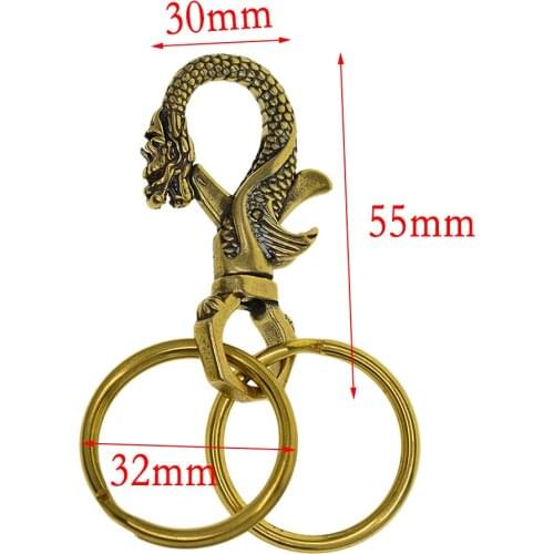 Handmade Brass Dragon Swivel Clasps Lanyard Snap Hook Lobster Claw Clasp Jewelry Findings, Pack of 2