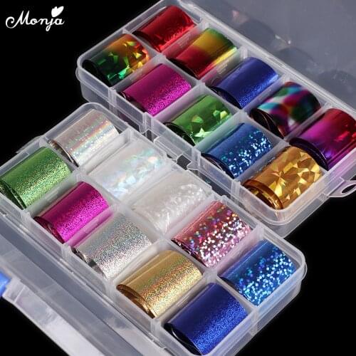 Monja 10 Rolls 2.5*50cm Nail Art Starry Sky Sticker Laser Holographic Transfer Foil Decals Manicure Decoration