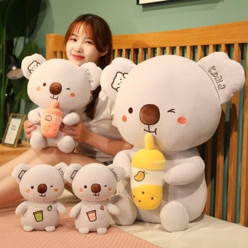 Soft Koalas Bear Plush Toys Adventure Koala Doll Kawaii Cartoon Koalas With Milk Tea Cup Birthday Christmas Gift For Kids Baby
