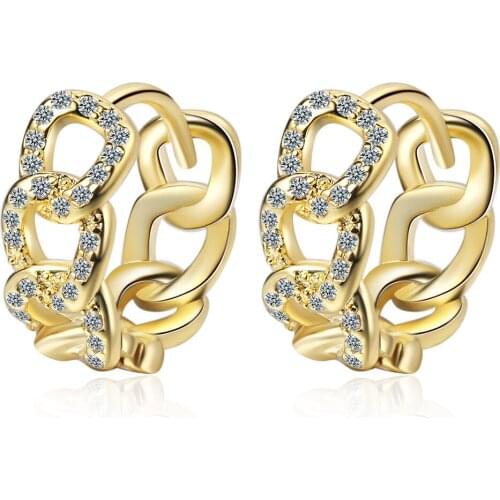 New chain ear buckle personality exquisite hollow inlaid zirconium diamond fashion ear jewelry earrings 2021 trends