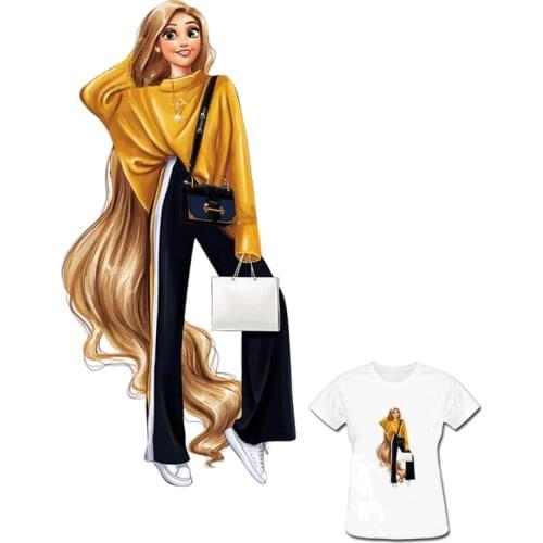 New Diy Princess Patches Iron On Stickers For T-shirt Jacket Heat Transfer Stickers For Clothes Girls Fashion Washable Patches