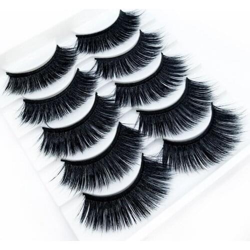New 5 pairs Handmade 3d mink lashes long thick False Eyelashes Cross Messy Dense Natural Eye Lashes Stage Makeup False Eyelashes