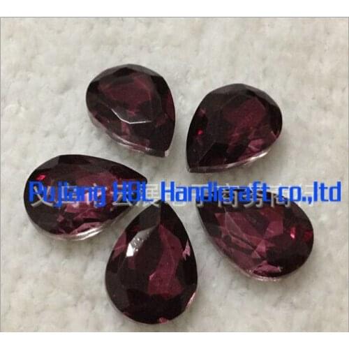 Wholesales !Teardrop Glass Crystal Fancy Stone Burgundy Colour Rhinestones DIY button