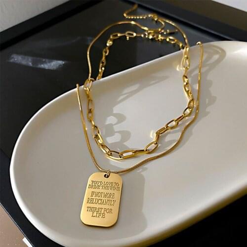 Romantic English Alphabet Pendant Necklace for Women High Quality Stainless Steel 18K Metal Texture Choker Necklace Anniversary