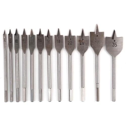 6-35mm Flat Drill Long High-Carbon Steel Wood Woodworking Spade Bits Tool Set