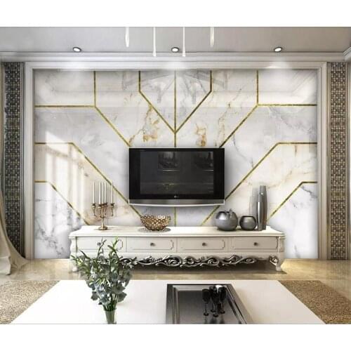 Custom large 3D wallpaper mural modern minimalist jazz white geometric marble living room TV background wall painting wallpaper