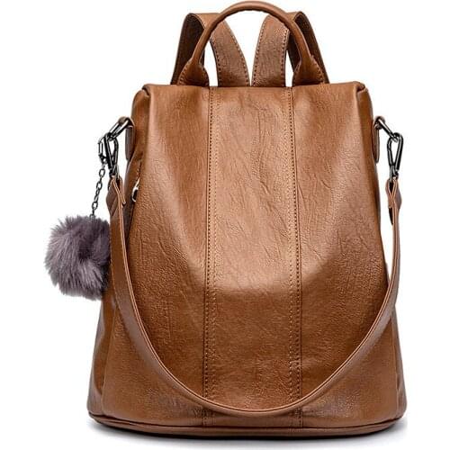 2021 Casual Soft Pu Backpack Women Waterproof School Bags for Teenage Girls High Quality Fashion Travel Tote Packbag