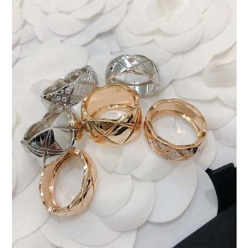 Gold-Plated Runway Brand Rhombus-Ring Design Women Rings Fashion Cocktail Party