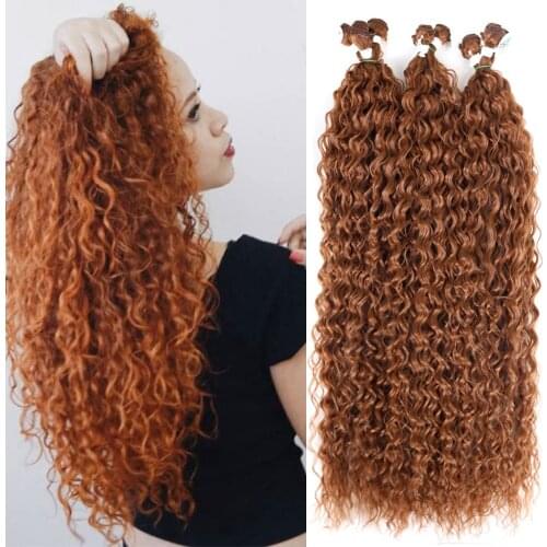 Synthetic Hair Bundles Afro Kinky Curly Hair Extensions 26"-30"Super Long Curls Extensions 613 Blonde Color For Women BOOMING