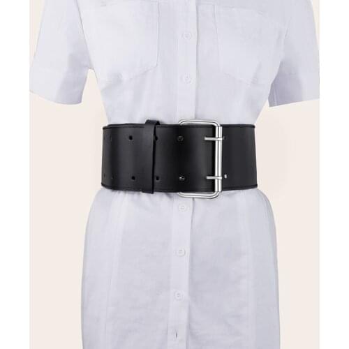 2021 New Women Punk Pu Leather Wide Belt Male Female Wide Belt Hiphop Jewelry Belt High Quality