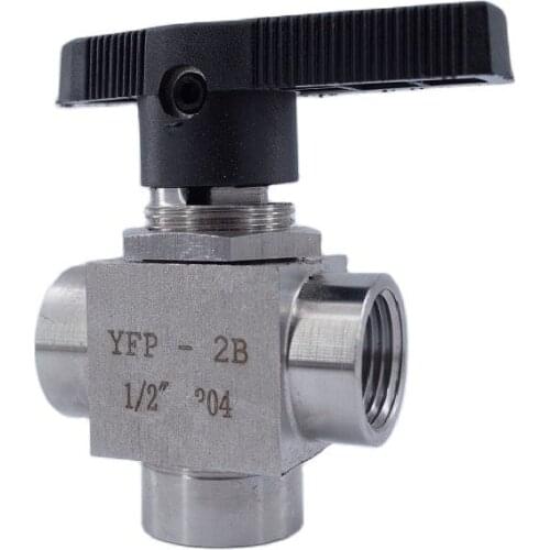 Free ship GOGO 3 way female thread Ball valve 1/8" 1/4" 3/8" 1/2" stainless steel 304 high pressure temperature tee ball valve