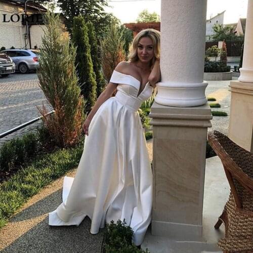 LORIE Princess Wedding Dress Satin Vintage Off The Shoulder Bride Dresses Elegant Boho Corset Wedding Gowns