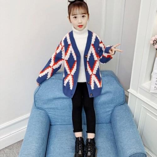 Girl Sweater Kids Outwear Tops 2021 Fleece Thicken Warm Winter Autumn Knitting Christmas Gifts Cardigan Children Clothing