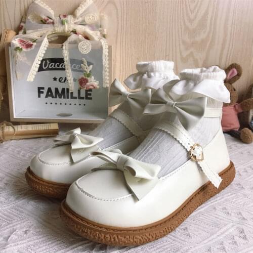 Small Leather Shoes Womens 21 Spring Mary Jane Shoes Womens Japanese Bow High Heels Retro Comfortable Flat Shoes Womens Shoes
