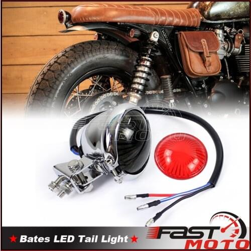 Motorcycle Vintage Bates Style LED Tail Brake Taillight Rear Lamp for Chopper Bobber Cafe Racer Scrambler Softail Dyna BMW