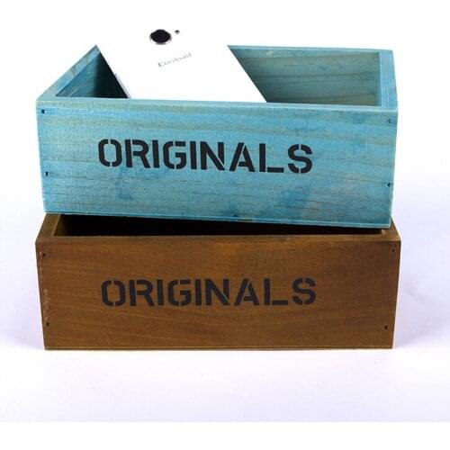 1PC Wooden Box Potted Plant Container Desktop Organizer Household Tool Storage Basket Bonsai Pot Object Storage Box EJL 0932