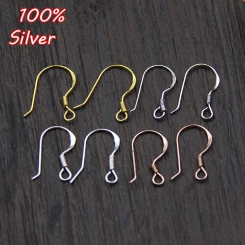 2pair 100% 925 Silver DIY Earring Findings Earrings Clasps Hooks Fittings DIY Jewelry Making Accessories Hook Earwire Jewelry