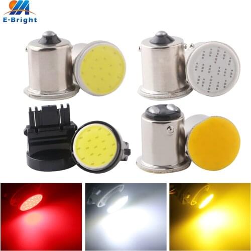 DC12V 2PCS COB 18 SMD 1156 P21W 1157 BAY15D P21/5W 3156 3157 T20 T25 7440 7443 Turn Signal Brake Car Light White Red Amber