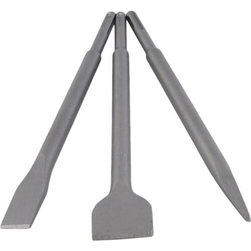 3pcs Quality Electric Hammer Chisels Round Handle Steel Pointed Flat Chisel Impact Drill Concrete Wall Excavation Hand Tools