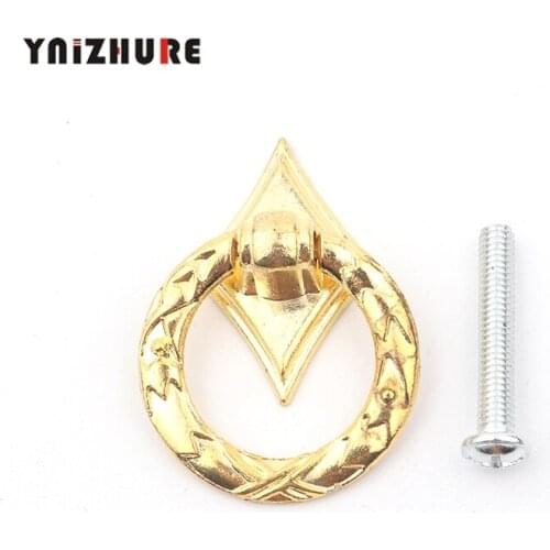 30PCS 30mm Mini Drop Rings Furniture Drawer Cabinet Knobs Golden Dresser Cupboard Antique wooden jewelry box decoration