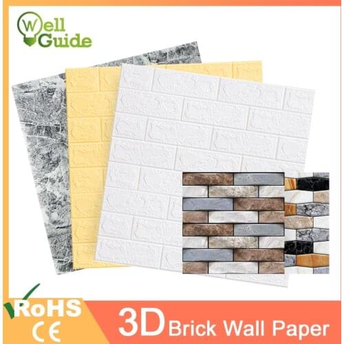 3D Wall Paper Marble Brick Waterproof Wall paper DIY Self-Adhesive Paper Wallpaper 3D Decor For Living Room Bedroom Kids Room