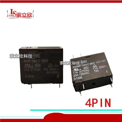 5PCS 100%New Relay 302P-1AH-C 12VDC 302WP-1AH-C 12VDC 302WP-1AB-C 302WP 1AH C 12VD 302P-1AH-C-12VDC 302WP 1AB C 17A 4PIN