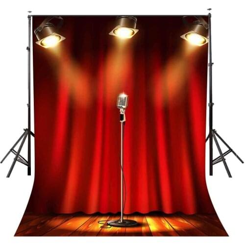 5x7ft Performance Stage Backdrop Red Curtain Performance Stage Photography Background and Studio Photography Backdrop Props