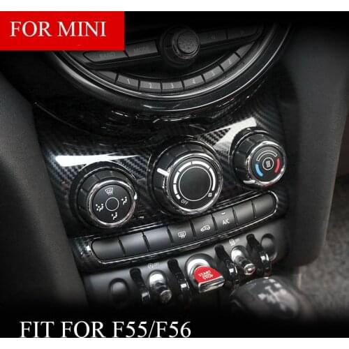 6.5Inch Car Interior Carbon Fiber Central Control A/C Air Condition Knob Panel Decorative Frame Sticker For MINI Cooper F55 F56
